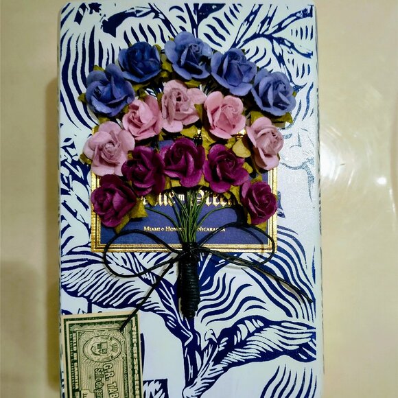 Suenos de Saundra Upcycled Collection, RARE Blue in Green Cigar Box, Home Decor - Picture 2 of 10